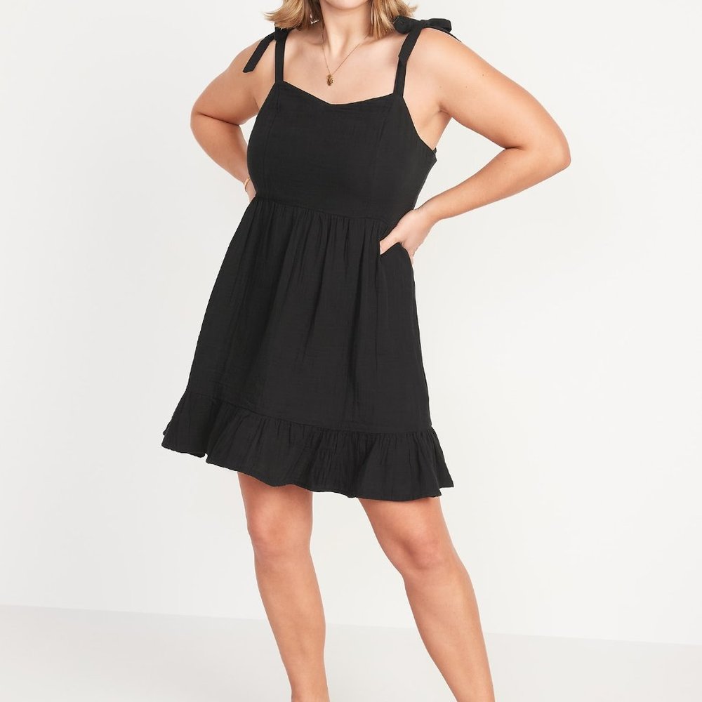 NWT Fit & Flare Tie-Shoulder Mini Cami Dress, Size XL (Old Navy)